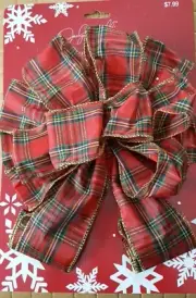 Jaclyn Smith Red Plaid Tree Topper Bow - NIP!