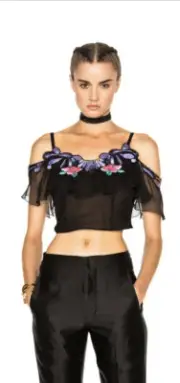 ALBERTA FERRETTI Chiffon Embroidered Blouse NWT