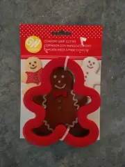 BRAND NEW WILTON GINGERBREAD BOY MAN COMFORT GRIP COOKIE CUTTER RED 4"