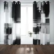 Window Valance Curtains Patterned 42"W x 63"L (Pack of 2) Black and White