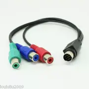 1pc New Mini 7pin Din PS2 Male S-Video To 3 RCA Female Red/Blue/Green HDTV Cable