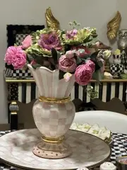 Mackenzie Childs Made in Aurora Rosy Check Great Vase