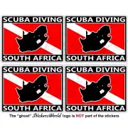 SOUTH AFRICA SCUBA DIVING Flag-S.African Map Shape Rectangular Stickers 50mm x4