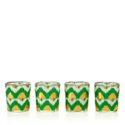 Les Ottomans Ikat Gold Glass, Set of 4