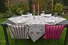 Tablecloth Jacquard Cream Pink Blue 145x145 CM Gobelinart France Provence