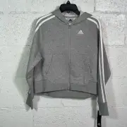 ADIDAS Essentials 3-Stripes Girls Zip-Up Hoodie grey medium