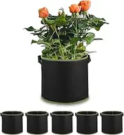 Gautio 5-Pack Plant Grow Bags, Heavy Duty Nonwoven Aeration Fabric Pots, Reusable Garden Planter Pots for Vegetables, Flowers, Plants (10 Gallon)