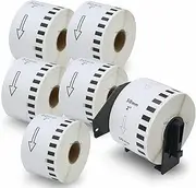 BETCKEY - Continuous Labels Replacement for Brother DK-22223 (50mm x 30.48m), Compatible with Brother QL Label Printers [6 Rolls + 1 Reusable Cartridge]