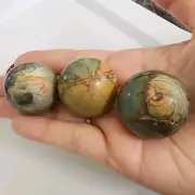Lot Of 3 Natural Polished Creek Jasper Mini Small Spheres - USA