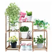 Indoor Outdoor Plant Stand Large 3 Tier 7 Potted Wood plant stand
