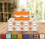 Elegant Comfort Luxury Soft Bed Sheets Cube Pattern 1500 Thread Count Percale Egyptian Quality Softness Wrinkle and Fade Resistant (6-Piece) Bedding Set, King, Joyful Orange
