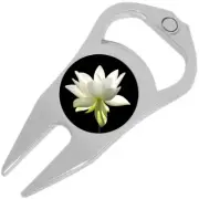White Flower Golf Ball Marker Divot Repair Tool Bottle Opener