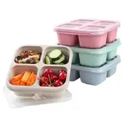 4 Pack Reusable Bento Boxes with 4 Compartment Lunch Snack Containers Wheat Straw Meal Prep Lunch Box Divided Food Storage Containers