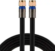 GE RG6 Coaxial Cable, 25 ft. F-Type Connectors, Quad Shielded Coax Cable, 3 GHz Digital, in-Wall Rated, Ideal for TV Antenna, DVR, VCR, Satellite, Cable Box, Home Theater, Black, 33531
