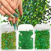 3 Bags St. Patrick's Day Nail Glitter Sequins Shamrock Nail Stickers Decals