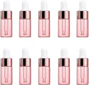 10Pcs 10ml Pink Essential Oil Dropper Empty Refillable Bottle Glass Dropper Bottle Mini Glass Vials Cosmetic Liquid Container Perfume Aromatherapy Sample Bottles with Glass Eye Dropper