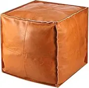 PU Cube Pouf Ottoman Cover with Zipper, Waterproof Pouf Footrest Cover, Mutifunction Storage Box, Clothing Storage Leather Pile Cover, Suitable for Living Room Home Storage Decor