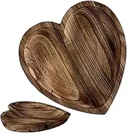 Wood Tray - Wood Fruit Snack Dish | Heart Shaped Hand Carved Natural Craft Plate Fruit Bowl Creative for Kitchen Dining Appetizer Display Bread