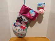 Peppa Pig Ice Skating Christmas Stocking New With Ornament 16" Free Shipping