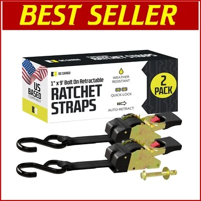 Bolt-On Auto Retractable Ratchet Straps with S-Hooks - Ultimate Cargo Security