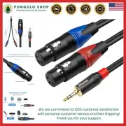 XLR to 3.5mm Y-Splitter Cable 6.6Ft Unbalanced Audio Interconnect for Microph...