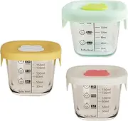 Baby Food Container, Baby Food Storage Jar, Glass Feeding Jar 10.5x7.5x7cm/4.13x2.95x2.76 Inches Safe Temperature Range/Convenient Measurement Scale For Microwave Snacking Meal