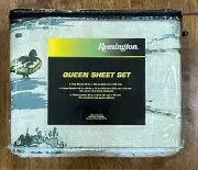 Remington Queen Sheet Set Wildlife Geese/Ducks Water Beige Green Blue NIP