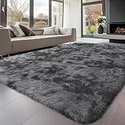 Super Soft Indoor Modern Shag Area Carpet Smooth Floor Mat Fur Rugs Fluffy Rugs Anti-Skid Shaggy Area Rug Large Floor Mat for Bedroom, Kids Play Room, Dormitory, Hotel(Dark Grey,160 * 230cm)