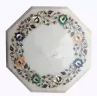 12" side end Corner Table Top Floral Design Inlay stones art Marquetry decor