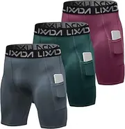 Lixada Men's Elastic Shorts Pants Performance Sports Baselayer Cool Dry Tights Active Workout Underwear