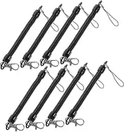 [WESIEVYA] 8pcs Retractable Safety Keychain Key Rope Black Coil Cord Lanyard Spring Key Chain Retractable Key Chain Cell Phone Lanyard Spring Coil Key Rings Spring Rope with Key Ring Pvc