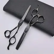 Hair Cutting Scissors, 6 inch Professional Upscal Scissor Black Cutting Barber Haircut thinning Shears Hairdresser Scissors Set
