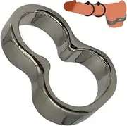 DTRNYCZ SM Stainless Steel CBT Bondage Double Scrotum Ring Ball Stretcher with 4 Sizes Silicone Cock Ring Sex Toy for Men