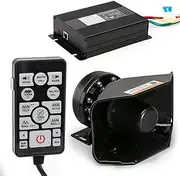 BooYu 12V 200W 37 Tones Police Warning Emergency Siren PA System for Firefighter Ambulance Vehicles Truck Car SUV ATV UTV [180° Design Speaker][135dB][Handheld Microphone][Hands-Free][2x10A Switches]