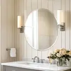 60/80cm Round Decorative Wall Mirror Circle Frameless Makeup Mirror Bathroom AU