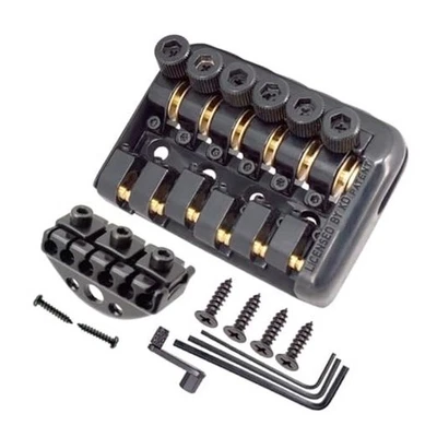 Black Fixed 6 String Headless Guitar Bridge Tailpiece Roller Saddle With Worm