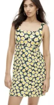 NWT Diane Von Furstenberg For Target 90’s Shift Yellow Poppy Mini Dress Sz 10