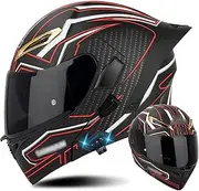 Bluetooth Motorbike Helmet Front Flip Modular Helmet with Built-in Dual Visor Full Face Motorcycle Helmet for Men Women Motocross Cruiser DOT/ECE Approved