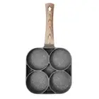 4 Hole Omelet Pan for Burger Ham Pancake Maker Wooden Handle Frying Pot Cook