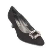 Vernissage 23083 Black Suede Pointy Heel Pumps 38.5 / US 8.5
