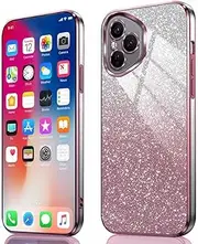 PEIYE Case for Honor 400 Pro - Shockproof Silicone Mobile Phone Case, Glitter Protective Case with Electroplated Edges and Integrated Glitter Card with Glitter, Cover Case, Gradient Pink