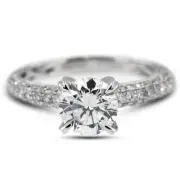 1.64 CTW E-SI1 Round Brilliant Natural Certified Diamonds 18k Gold Accent Ring