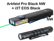 Olight Arkfeld Pro Black NW EDC Flashlight (LED Light/UV/Green Beam) & I3T Black