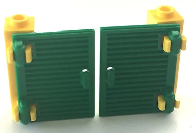 *NEW* 4 LEGO YELLOW BRICK 1x1x3 with 4 GREEN SHUTTERS 1x2x3