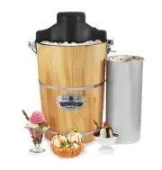Old Fashioned 6 Quart Vintage Wood Bucket Electric Ice Cream Maker Machine Ap...