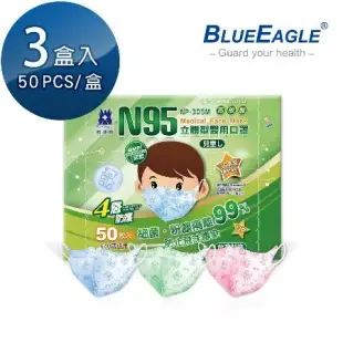 藍鷹牌 N95立體型6-10歲兒童醫用口罩 50片x3盒