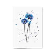 Scandi Blue Flower Design Minimal Kitchen Wall Art #1