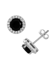 Silver Lab-Grown Diamond & Gemstone Studs