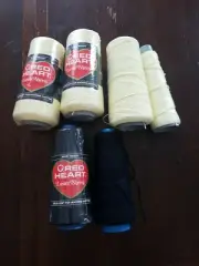 Red Heart Crochet Thread Lot. 3+ Spools #224 Pale Yellow, 1+ Spools #2 Black