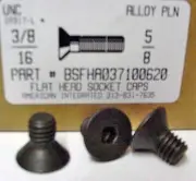 3/8-16x5/8 Flat Head Hex Socket Cap Screws Alloy Steel Black (15)